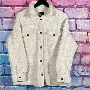 32 Degrees Heat Women’s Sherpa Fleece Jacket XS/S Cream Button-Up Teddy Coat
